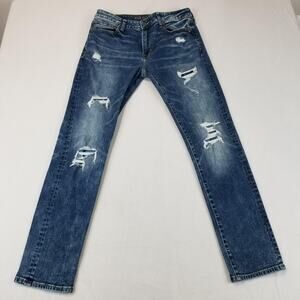 American Eagle Jeans Mens 33x32 Blue Slim NE(X)T Level Flex Distressed Denim